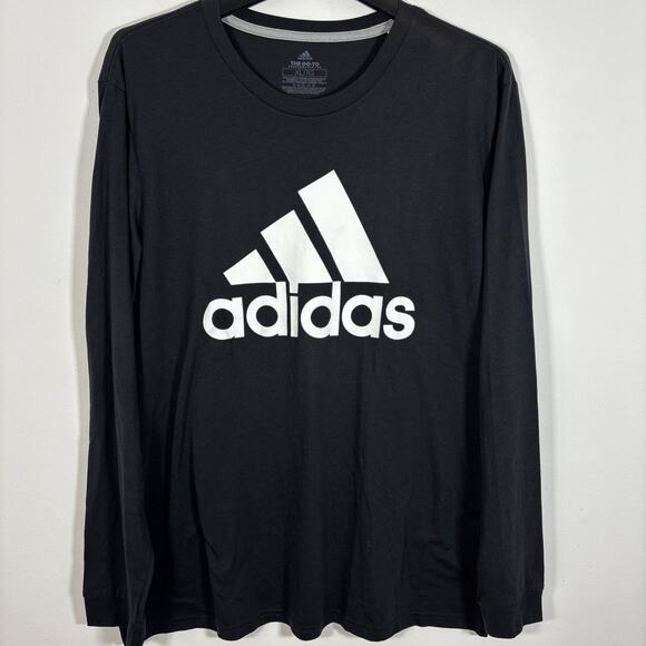 Adidas Go-To Performance Tee Climalite Long Sleeve Logo Shirt Mens XL Black NWT - Picture 2 of 8